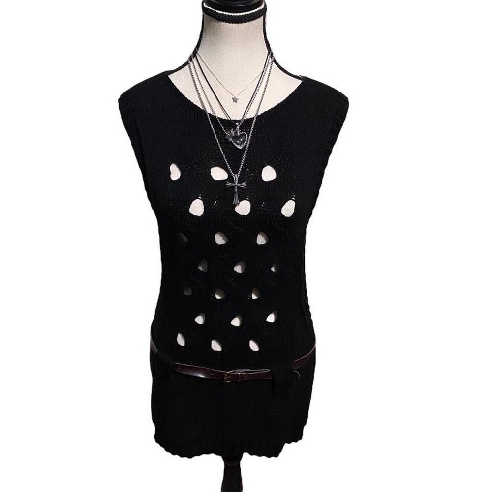 Vintage Black Knit Dress ⋆｡‧₊°♱༺𓆩❦︎𓆪༻♱༉‧₊˚.